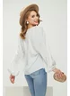 Bluza dama alba eleganta satinata cu decupaje sofisticate si aplicatii de margele