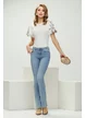 Bluza dama alba premium cu maneci bufante brodate cu margele