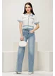 Bluza dama alba premium stil jacheta din vascoza cu contururi din blug 