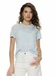 Bluza dama baby blue premium brodata cu margele si spate cu decupaj de dantela