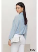 Bluza dama bleu ciel cu buline cu esarfa innodata