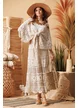 Bluza dama boho din bumbac organic crosetat innodata in talie