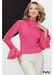 Bluza dama ciclame din tricot premium cu aplicatie de dantela premium pe maneci si volane conturate