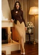 Bluza dama ciocolatie din tricot premium cu decupaje si twist seducator