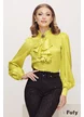 Bluză dama de ocazie Fofy din jakard satinat verde lime cu jabou elaborat