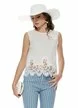 Bluza dama de vara din in alb premium cu accesorii din margele si paiete si broderie aplicata