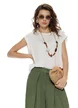 Bluza dama de vara din vascoza alba premium croi petrecut la spate si colier din lemn