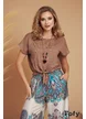 Bluza dama de vara din vascoza premium bej cu nod in talie si colier boho