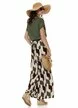 Bluza dama de vara din vascoza premium olive cu nod stilizat colier din lemn