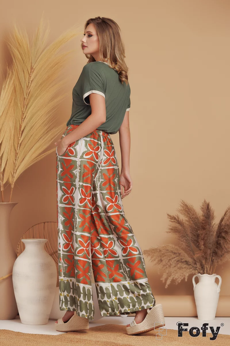 Bluza dama de vara din vascoza racoroasa kaki cu colier boho • Fofy Shop