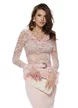 Bluza dama din dantela premium roz elastica cu volane si decolteu reglabil