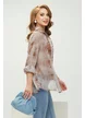 Bluza dama din organza cu cu imprimeu degrade mocha mousse