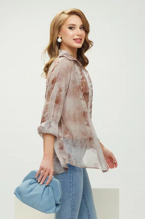 Bluza dama din organza cu cu imprimeu degrade mocha mousse