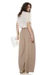 Bluza dama eleganta alba din dantela premium elastica cu aplicatii de perle