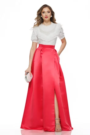 Bluza dama eleganta alba din dantela premium si aplicatii de margele si perle