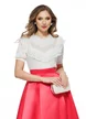 Bluza dama eleganta alba din dantela premium si aplicatii de margele si perle