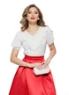 Bluza dama eleganta alba din dantela premium si aplicatii de perle