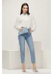 Bluza dama eleganta alba din voal premium cu jabou pliat si colier de perle