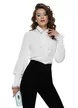 Bluza dama eleganta alba Fofy cu jabou elaborat detasabil  si mansete conturate cu dantela