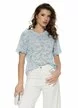 Bluza dama eleganta baby blue din dantela premium elastica cu aplicatii de perle