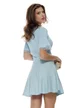 Bluza dama eleganta baby blue din vascoza premium cu contururi din dantela fina