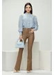 Bluza dama eleganta bleu de matase din tencel premium cu broderie aplicata