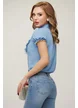 Bluza dama eleganta bleuFofy cu jabou detasabil conturat cu dantela si maneca scurta