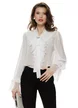 Bluza dama eleganta  cloud dancer premium cu jabou volane din dantela si brosa