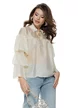 Bluza dama eleganta cloud dencer premium din matase acetat cu guler si maneci cu volane suprapuse