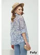 Bluza dama eleganta din jaquard de organza imprimeu floral albastru