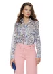 Bluza dama eleganta din jaquard de organza imprimeu floral albastru