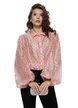 Bluza dama eleganta din matase de tencel roz cu buline umeri stucturati si talie pe elastic