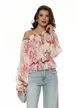 Bluza dama eleganta din voal diafan cu imprimeu floral cu talie si decolteu pe elastic