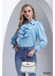 Bluză dama eleganta Fofy bleu cu jabou amplu