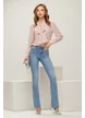 Bluza dama eleganta Fofy roz cu imprimeu argintiu si esarfa innodata