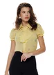 Bluza dama eleganta galbena cu imprimeu argintiu Fofy cu jabou detasabil  si maneca scurta