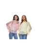 Bluza dama eleganta galbena din dantela premium de bumbac cu mansete late esarfa si terminatii ondulate