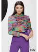 Bluza dama eleganta multicolora Fofy din voal satinat cu jabou elegant