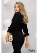 Bluza dama eleganta neagra cu volan pe o parte si aplicatie de dantela premium