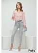 Bluza dama eleganta roz cu anchior si jabou spiralat 