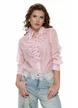 Bluza dama eleganta roz din matase de tencel cu jabou involanat