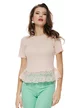 Bluza dama eleganta roz din vascoza premium cu peplum din dantela