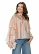 Bluza dama eleganta roz premium din matase acetat cu guler si maneci cu volane suprapuse