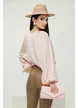 Bluza dama eleganta roz satinata cu decupaje sofisticate si aplicatii de margele
