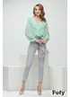 Bluza dama eleganta verde menta cu anchior si jabou spiralat 