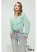 Bluza dama eleganta verde menta cu anchior si jabou spiralat 