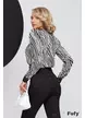 Bluză dama Fofy elegantă imprimeu zebra cu masete din dantela colier inclus