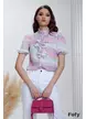 Bluză dama Fofy imprimeu multicolor pastel cu jabou