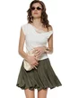 Bluza dama premium alba cu guler fald asimetric si dublura de dantela chantilly