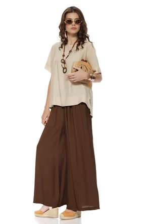 Bluza dama premium din vascoza racoroasa bej natur colier bohemian